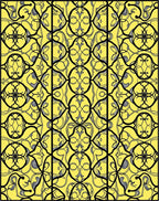 Bold Black Swirls on Yellow Background Rug