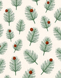 Green Pine Sprigs with Red Berries Rug