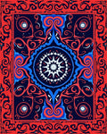 Tribal Mandala Bold Red Blue Design Rug