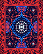 Tribal Mandala Bold Red Blue Design Rug