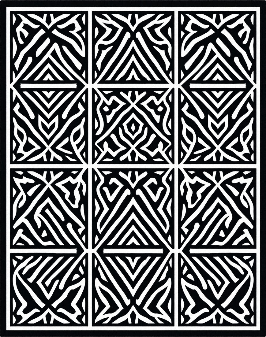 Bold Geometric Maze Pattern Rug