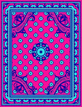 Vibrant Pink Blue Floral Mandala Design Rug