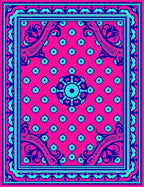 Vibrant Pink Blue Floral Mandala Design Rug
