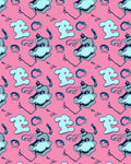 Whimsical Blue Grey Character Pattern Rug