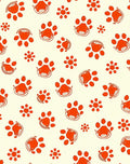 Orange Paw Print Graphic Pattern Rug