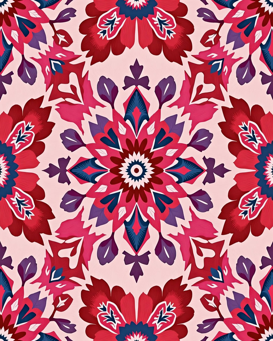 Vibrant Floral Medallion Pattern Rug