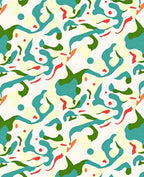 Abstract Organic Shapes With Red Dots Rug