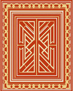 Geometric Art Deco Style Red Rug