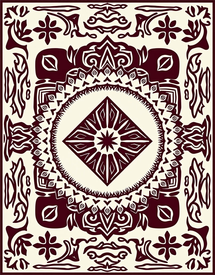 Ornate Tribal Diamond Mandala Rug