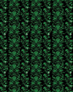 Green Black Vintage Floral Damask Rug