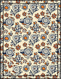 Mid Century Floral Swirl Pattern Rug