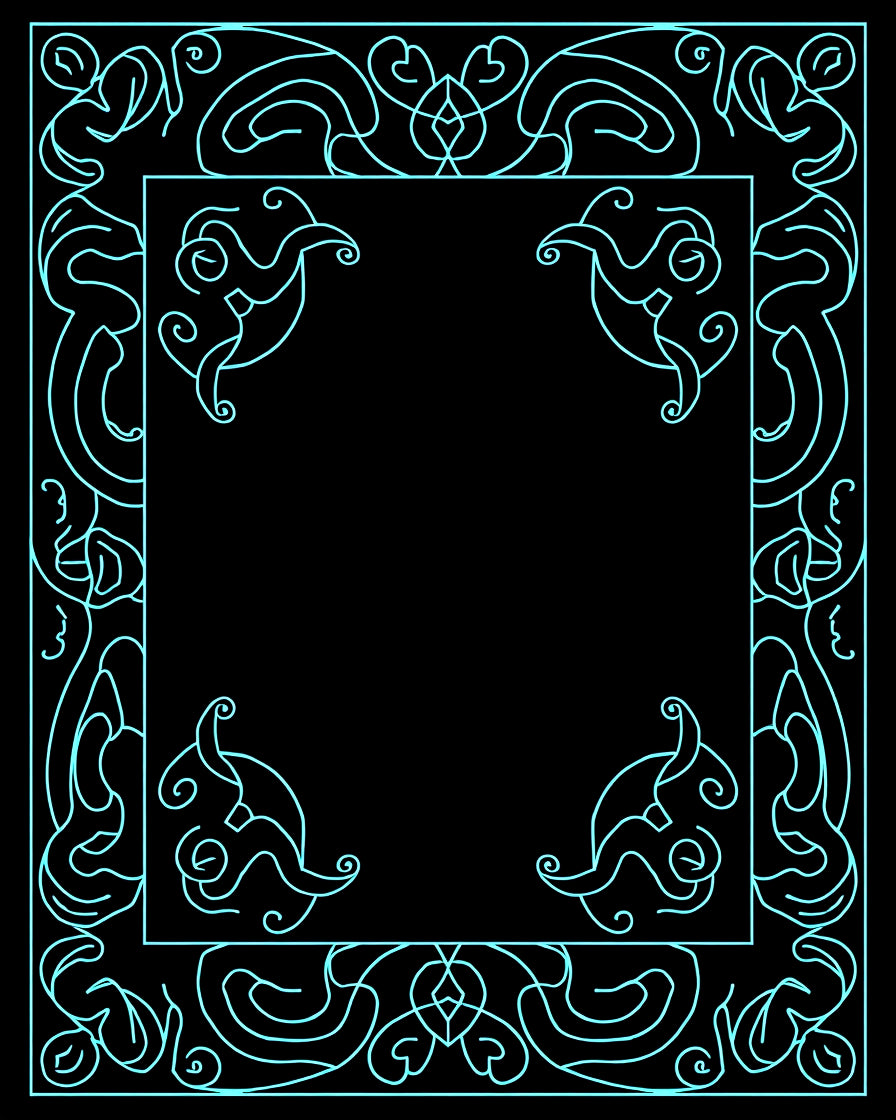 Aqua Abstract Swirl Border Design Rug