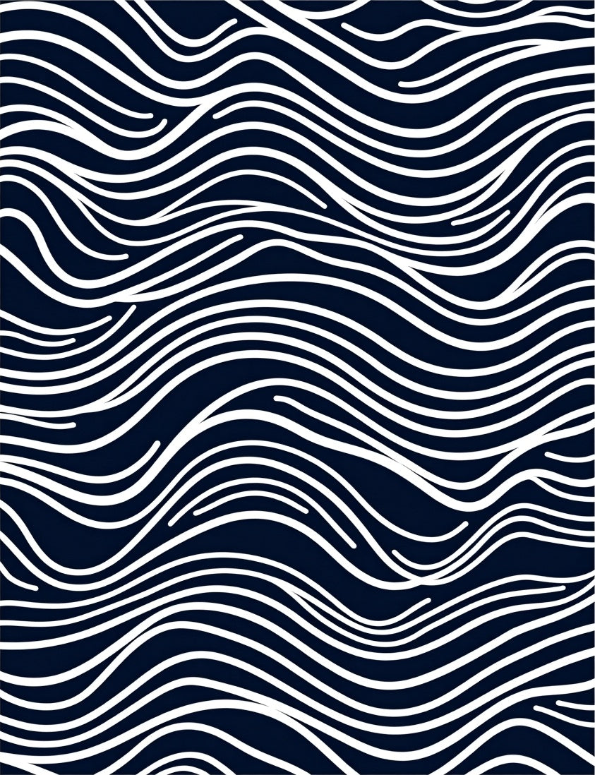 Abstract Navy Wavy Lines Pattern Rug