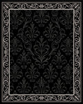 Ornate Black Swirls Floral Pattern Rug