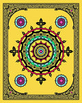 Vivid Yellow Circular Mandala Pattern Rug