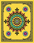 Vivid Yellow Circular Mandala Pattern Rug