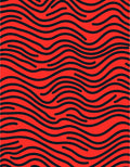 Vibrant Red Black Wave Pattern Rug