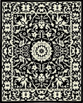 Intricate Black Cream Floral Vintage Rug