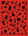 Whimsical Insects Botanical Pattern Rug