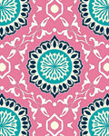 Pink Teal Floral Medallion Pattern Rug