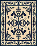 Classic Floral Medallion Dark Blue Rug
