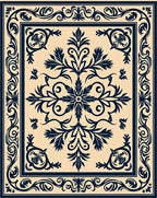 Classic Floral Medallion Dark Blue Rug