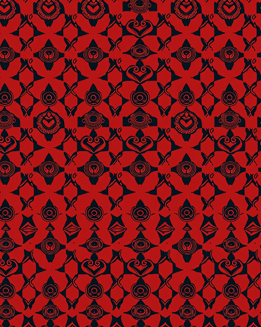 Bold Red Abstract Geometric Print Rug
