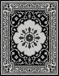 Monochromatic Floral Medallion Scrollwork Rug