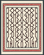 Intricate Geometric Red Border Rug