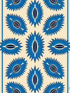 Bold Blue Sunburst Geometric Design Rug