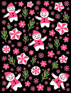 Whimsical Snowman Flower Cluster Art Rug