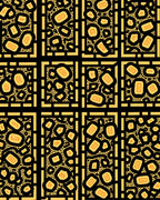 Abstract Geometric Pattern Yellow Black Rug