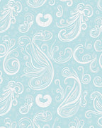 Light Blue White Swirl Floral Pattern Rug