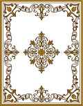 Elegant Gold Brown Scroll Medallion Rug