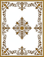 Elegant Gold Brown Scroll Medallion Rug