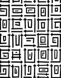 Bold Black Geometric Maze Design Rug