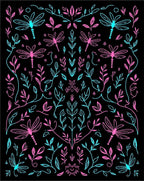 Artistic Dragonfly Leaf Pattern Rug