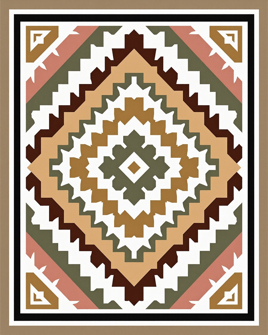 Geometric Diamond Pattern Boho Rug