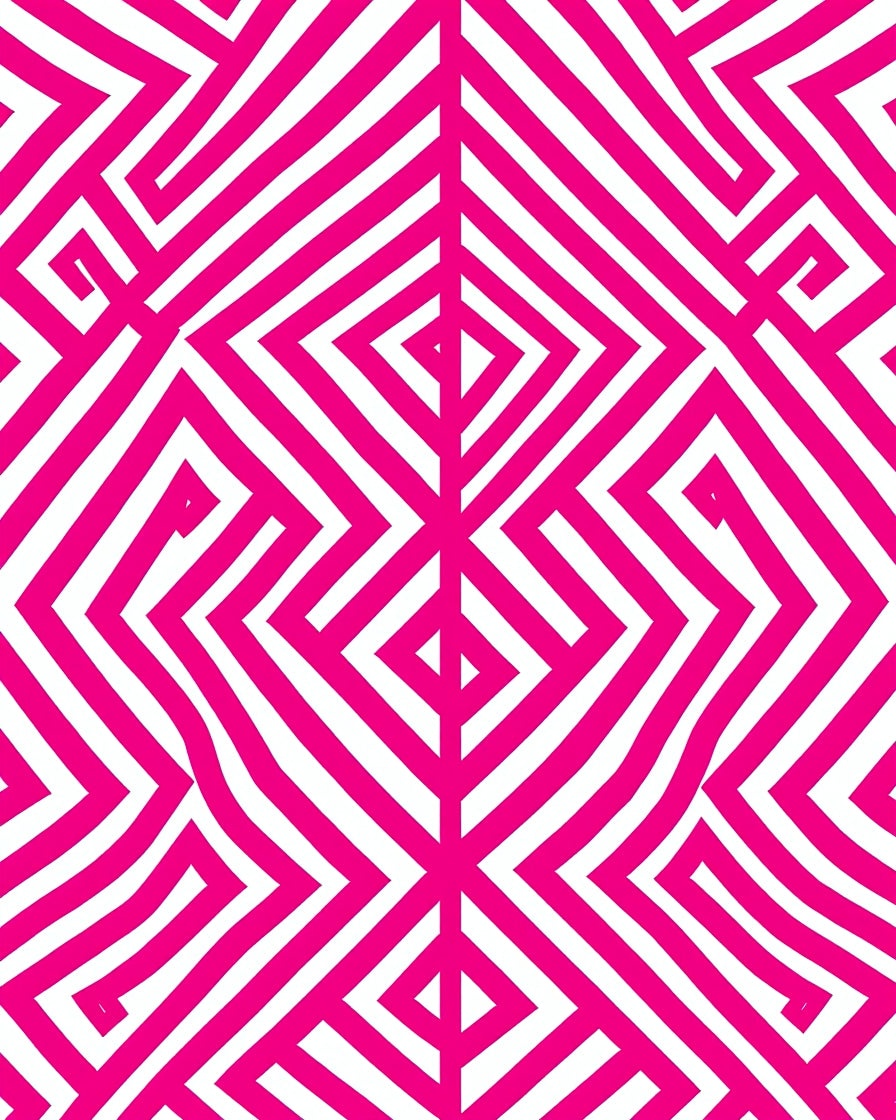 Bold Pink Geometric Maze Rug