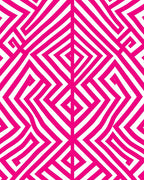 Bold Pink Geometric Maze Rug