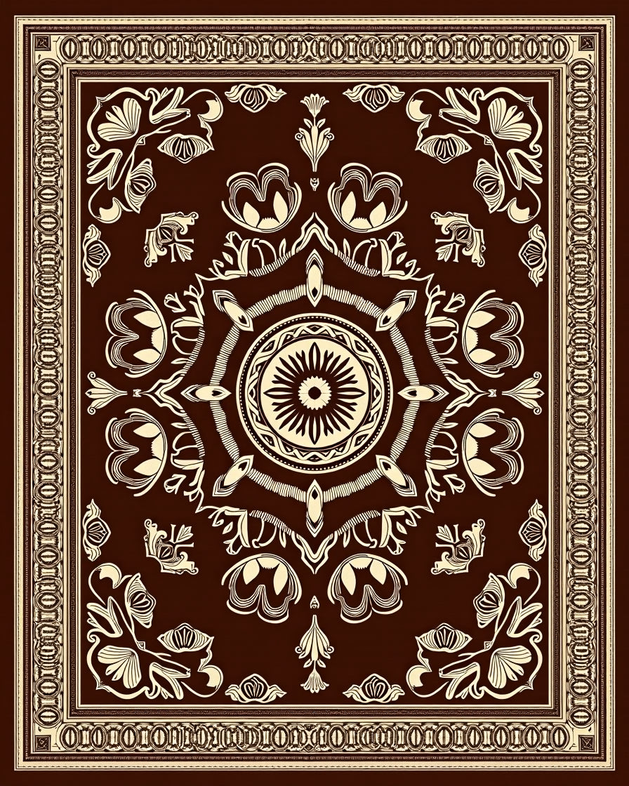 Ornate Floral Mandala Pattern Rug