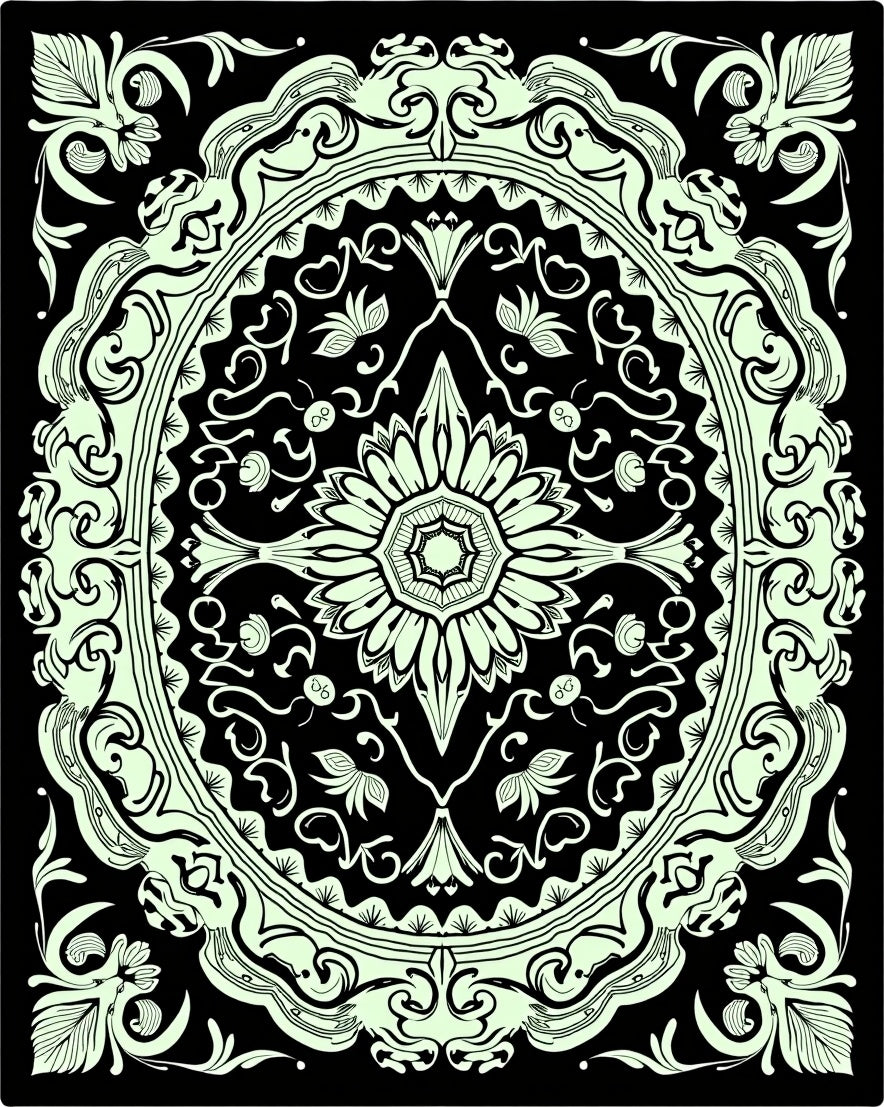 Ornate Floral Mandala Print Rug