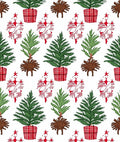 Holiday Evergreen Potted Trees Plaid Rug