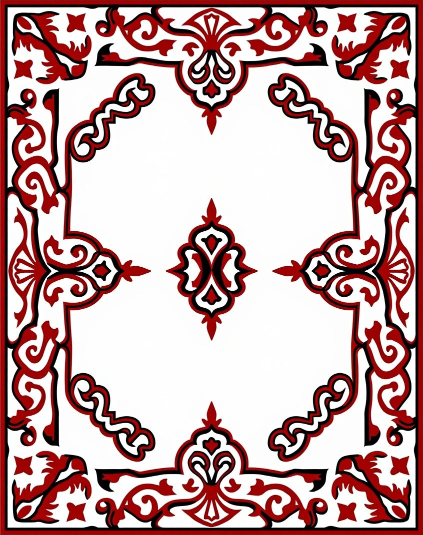 Classic Red Black Paisley Pattern Rug
