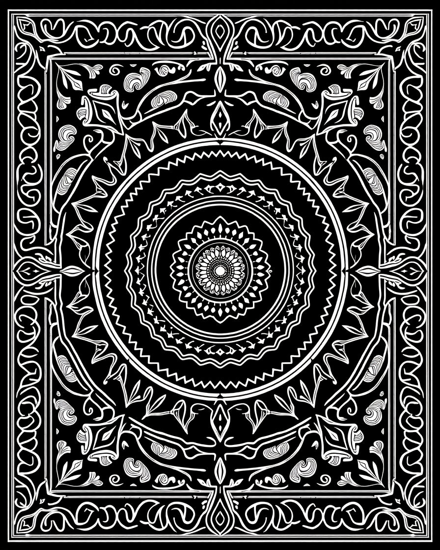 Intricate Floral Mandala Art Rug