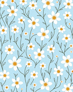 Delicate White Yellow Floral Pattern Rug