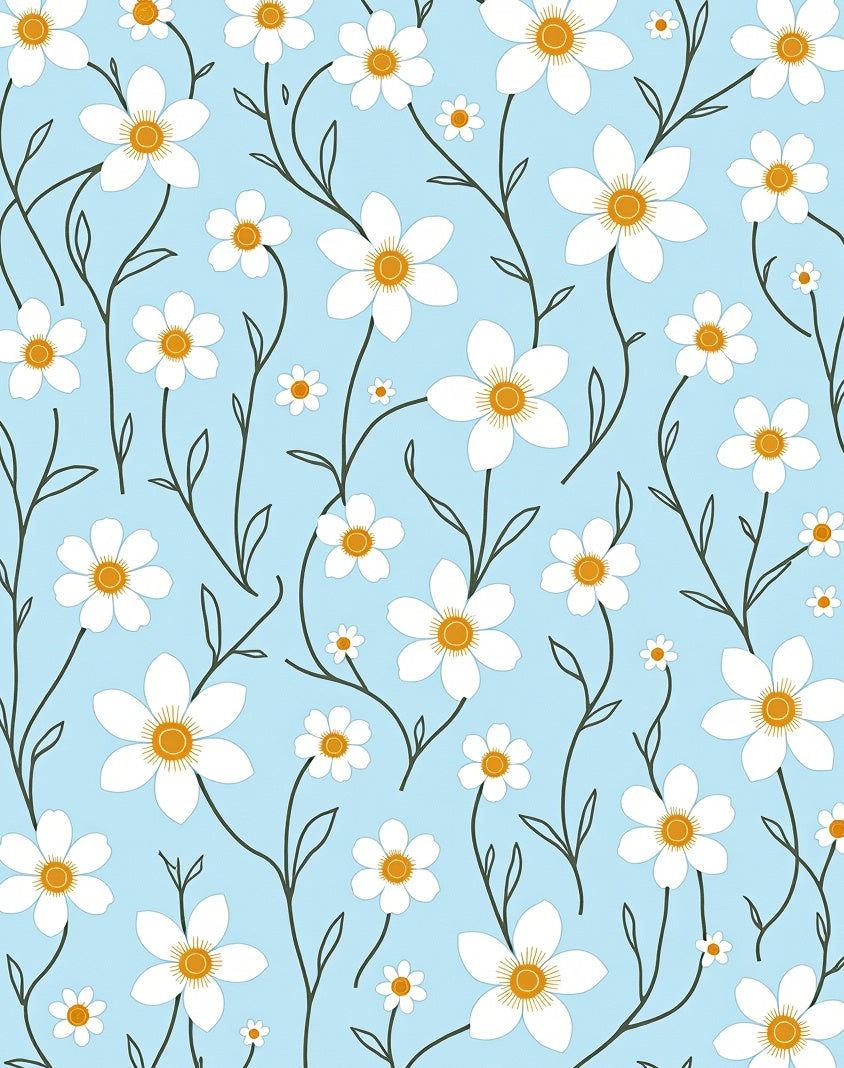 Delicate White Yellow Floral Pattern Rug