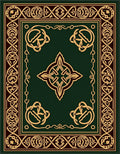 Intricate Gold Celtic Knot Green Rug