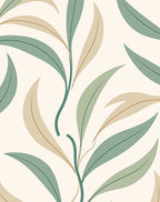 Flowing Leaf Pattern Botanical Design Rug
