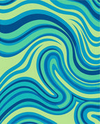 Blue and Green Swirling Waves Rug